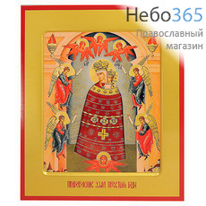  Икона на МДФ 17х21, ультрафиолетовая печать, золотой фон, с ковчегом, в коробке Божией Матери Прибавление Ума, фото 1 