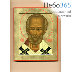  Икона шелкография 25х30, золотой фон, поталь, с ковчегом Николай Чудотворец, святитель, фото 1 