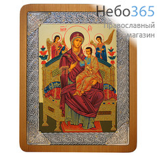  Икона шелкография 16х20, посеребренная риза, в коробке Божией Матери Всецарица, фото 1 