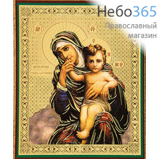  Икона на оргалите (Нк) 10х12, золотое и серебряное тиснение Божией Матери Отрада или Утешение, фото 1 
