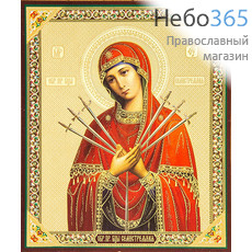  Икона на оргалите 10х12, золотое и серебряное тиснение Божией Матери Семистрельная, фото 1 