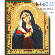  Икона на оргалите 10х12, золотое и серебряное тиснение Божией Матери Умиление, фото 1 