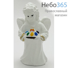 Ангел, фигура гипсовая белая, с цветной росписью, в ассортименте, 1281 ангел с пасхой, фото 1 