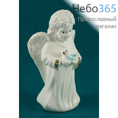  Ангел, фигура гипсовая белая, с цветной росписью, в ассортименте, 1281(6-20) ангел с голубем, фото 1 