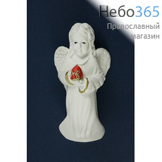  Ангел, фигура гипсовая белая, с цветной росписью, в ассортименте, 1281 ангел с пасхальным яйцом, фото 1 