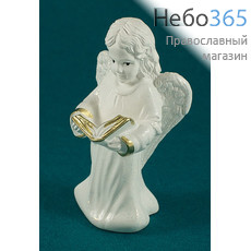  Ангел, фигура гипсовая белая, с цветной росписью, в ассортименте, 1281 ангел с книгой, фото 1 