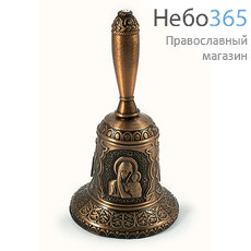  Колокольчик металлический с литыми иконами, высотой 7,5-9 см, в ассортименте цвет: медь, фото 1 