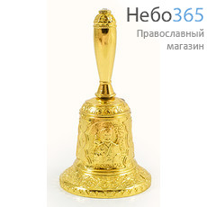  Колокольчик металлический с литыми иконами, высотой 7,5-9 см, в ассортименте цвет: золото, фото 1 