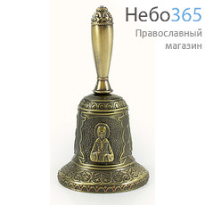  Колокольчик металлический с литыми иконами, высотой 7,5-9 см, в ассортименте цвет: бронза, фото 1 