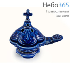  Кадильница керамическая "Славянка" с цветной глазурью цвет: синий, фото 1 