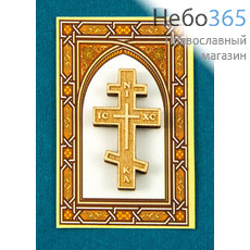  Крест нательный деревянный из берёзы, с покрытием мастикой и воском, в упаковке, с молитвой, выстой - 3,3 см. в ассортименте восьмиконечный, прямой, с изображением креста, фото 1 