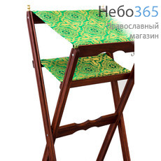  Аналой деревянный раскладной, двойной, с тканевым верхом и тканевой полочкой , с 2 латунными подсвечниками,111006 Зеленый, фото 1 