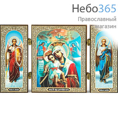  Складень деревянный (Ср) 13х7, тройной (уп.11шт.) икона Божией Матери Достойно есть - Архангелы, фото 1 