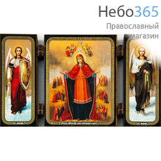  Складень деревянный 13х7, тройной икона Божией Матери Всех скорбящих радость - Архангелы, фото 1 