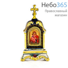  Киот фарфоровый настольный К-10 мини, 1 икона , с цветной росписью и золотом Владимирская икона Божией Матери, фото 1 