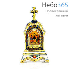  Киот фарфоровый настольный К-10 мини, 1 икона , с цветной росписью и золотом Святая Троица, фото 1 