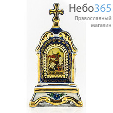  Киот фарфоровый настольный К-10 мини, 1 икона , с цветной росписью и золотом Святой Георгий Победоносец, фото 1 
