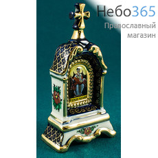  Киот фарфоровый настольный К-10 мини, 1 икона , с цветной росписью и золотом Святитель Спиридон Тримифунтский, фото 1 