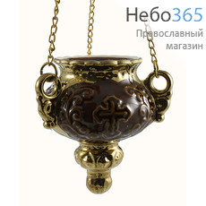  Лампада подвесная керамическая Виктория , с золотом, с цепями цвет: коричневый, фото 1 