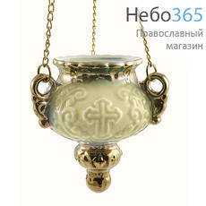  Лампада подвесная керамическая "Виктория"(Крест) , с золотом, с цепями цвет: желтый, фото 1 