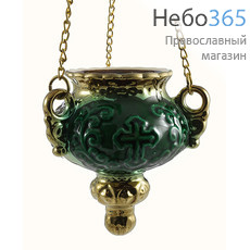  Лампада подвесная керамическая Виктория , с золотом, с цепями цвет: зеленый, фото 1 