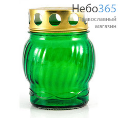  Лампада "неугасимая" S 72, стеклянная, в ассортименте, с парафиновой свечой (в уп.- 23 шт.) Зеленый, фото 1 