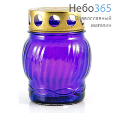 Лампада "неугасимая" S 72, стеклянная, в ассортименте, с парафиновой свечой (в уп.- 23 шт.) Голубой, фото 1 