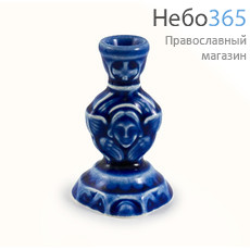 Подсвечник керамический "Серафим пламенный " с цветной глазурью (в уп. - 5 шт.) цвет: синий, фото 1 