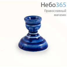  Подсвечник керамический Ромашка с цветной глазурью цвет: синий, фото 1 