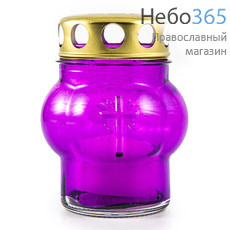  Лампада неугасимая S 58, в ассортименте, с парафиновой свечой цвет: фиолетовый, фото 1 