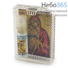  Набор из ламинированной иконы и освященного ароматного масла в пластиковой коробочке, в ассортименте от иконы Божией Матери "Троеручица", фото 1 