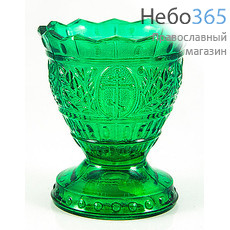  Лампада настольная стеклянная "Лилия" , окрашенная, разного цвета, в ассортименте, высотой 8.5 см цвет: зеленый, фото 1 