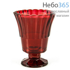  Лампада настольная стеклянная Тюльпан , на ножке, окрашенная, разного цвета, в ассортименте, высотой 10 см. цвет: красный, фото 1 