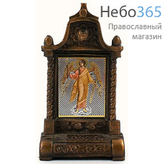  Подсвечник металлический В- 50 и фигура, обмедненный, в ассортименте № 96/ 11 Киот с иконой Святого Ангела Хранителя (полиграфия) Высота 8,1 см., фото 1 