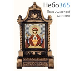  Подсвечник металлический В- 50 и фигура, обмедненный, в ассортименте № 96/  4  Киот с иконой Божией Матери Неупиваемая Чаша. Высота 8 см., фото 1 