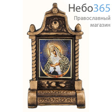  Подсвечник металлический В- 50 и фигура, обмедненный, в ассортименте № 96/  6  Киот с Остробрамской иконой Божией Матери. Высота 8,1 см., фото 1 