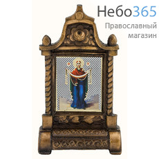  Подсвечник металлический В- 50 и фигура, обмедненный, в ассортименте № 96/ 13  Киот с иконой Покрова Божией Матери. Высота 8,1 см., фото 1 