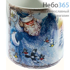  Чашка керамическая рождественская, малая, с цветной сублимацией, объемом 180 мл, в картонной коробке, в ассортименте Дедушка Мороз, фото 1 