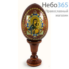  Яйцо пасхальное деревянное на подставке, с иконой со стразами, среднее, высота без подставки 10 см с иконами Божией Матери, в ассортименте, фото 1 