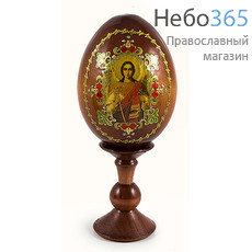  Яйцо пасхальное деревянное на подставке, с иконой со стразами, среднее, высота без подставки 10 см с иконами Святых, в ассортименте, фото 1 