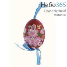  Яйцо пасхальное деревянное с росписью, Кулич, Сергиев - Посад, 31039 Цвет: красный, фото 1 