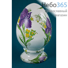  Яйцо пасхальное фарфоровое с деколью "Цветы", высотой 19 см, Кисловодский фарфор вариант рисунка № 1, фото 1 