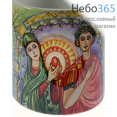  Чашка керамическая пасхальная, малая, с цветной сублимацией, объемом 180 мл, в картонной коробке, в ассортименте вид: Святая Мария Магдалина у императора Тиберия, фото 1 