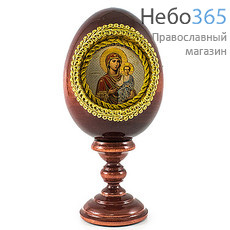  Яйцо пасхальное деревянное на подставке, с иконой в нише, малое. высотой 9,5 см (без учета подставки) с иконой Божией Матери Смоленская, фото 1 