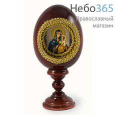  Яйцо пасхальное деревянное на подставке, с иконой в нише, малое. высотой 9,5 см (без учета подставки) с иконой Божией Матери "Неувядаемый Цвет", фото 1 