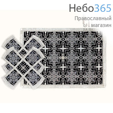  Покровцы черные с серебром и воздух, парча в ассортименте, греческий галун, 12 х 12 см, фото 1 