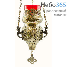  Лампада подвесная бронзовая 2-х ярусная, литье, со стаканом, высотой 15 см, 9395 В, фото 1 