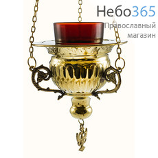  Лампада подвесная латунная со стаканом, высотой 12 см, 589 В, фото 1 
