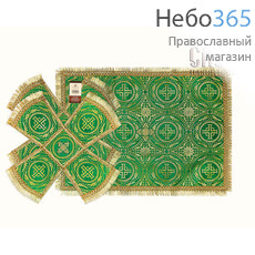  Покровцы зеленые с золотом и воздух, шелк в ассортименте, 14 х14 см, фото 1 