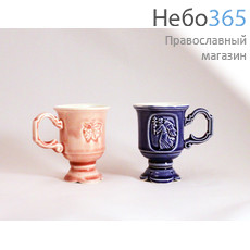  Чашка керамическая для святой воды "С ангелом", с цветной глазурью, фото 1 